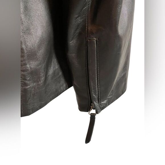 100% Lamb Skin Black/Dark Red Moto Jacket Size 2X - Picture 6 of 10